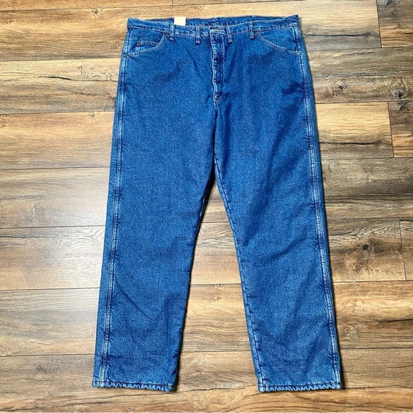 NWT Wrangler lined Blue Jeans 46x32 INSULATED NEW Pants - Picture 2 of 10